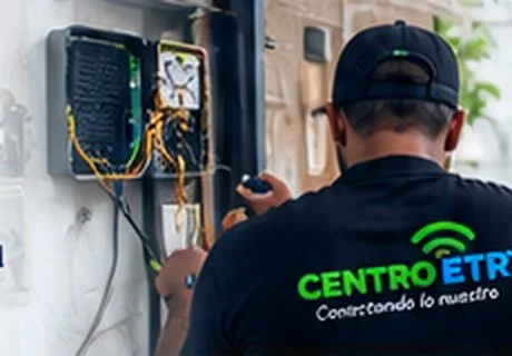 Técnico de Centro ETR trabajando en una caja de conexión